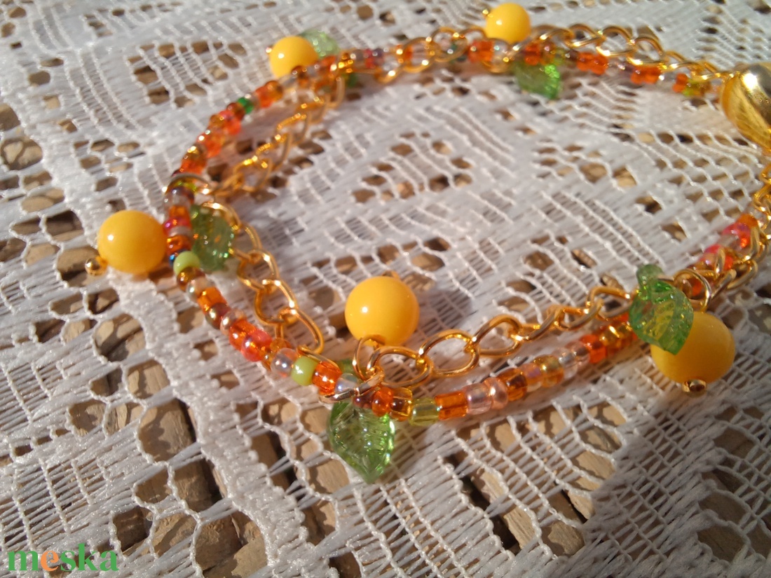 Citromos karkötő  - ékszer - karkötő - gyöngyös karkötő - Meska.hu