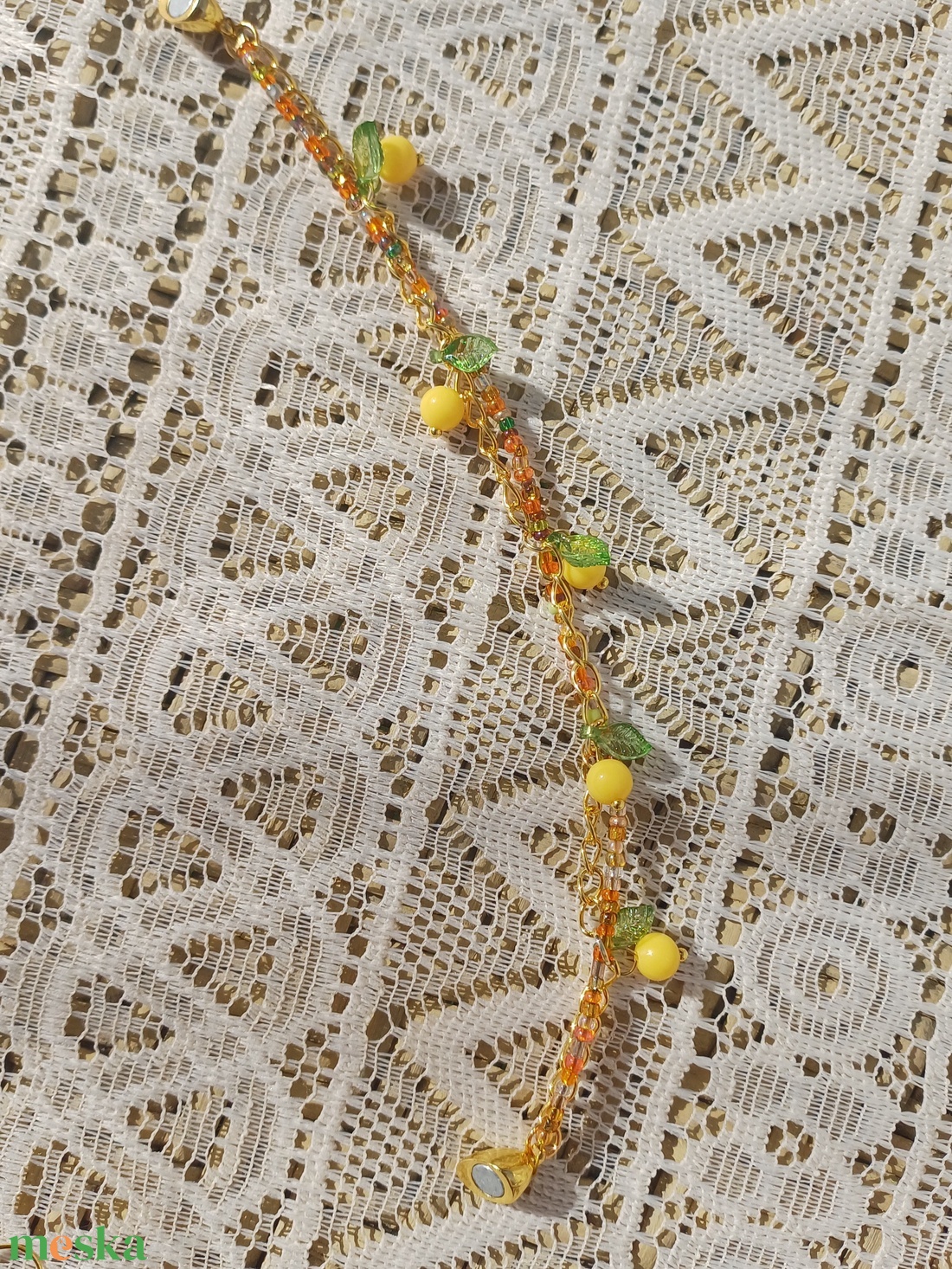 Citromos karkötő  - ékszer - karkötő - gyöngyös karkötő - Meska.hu