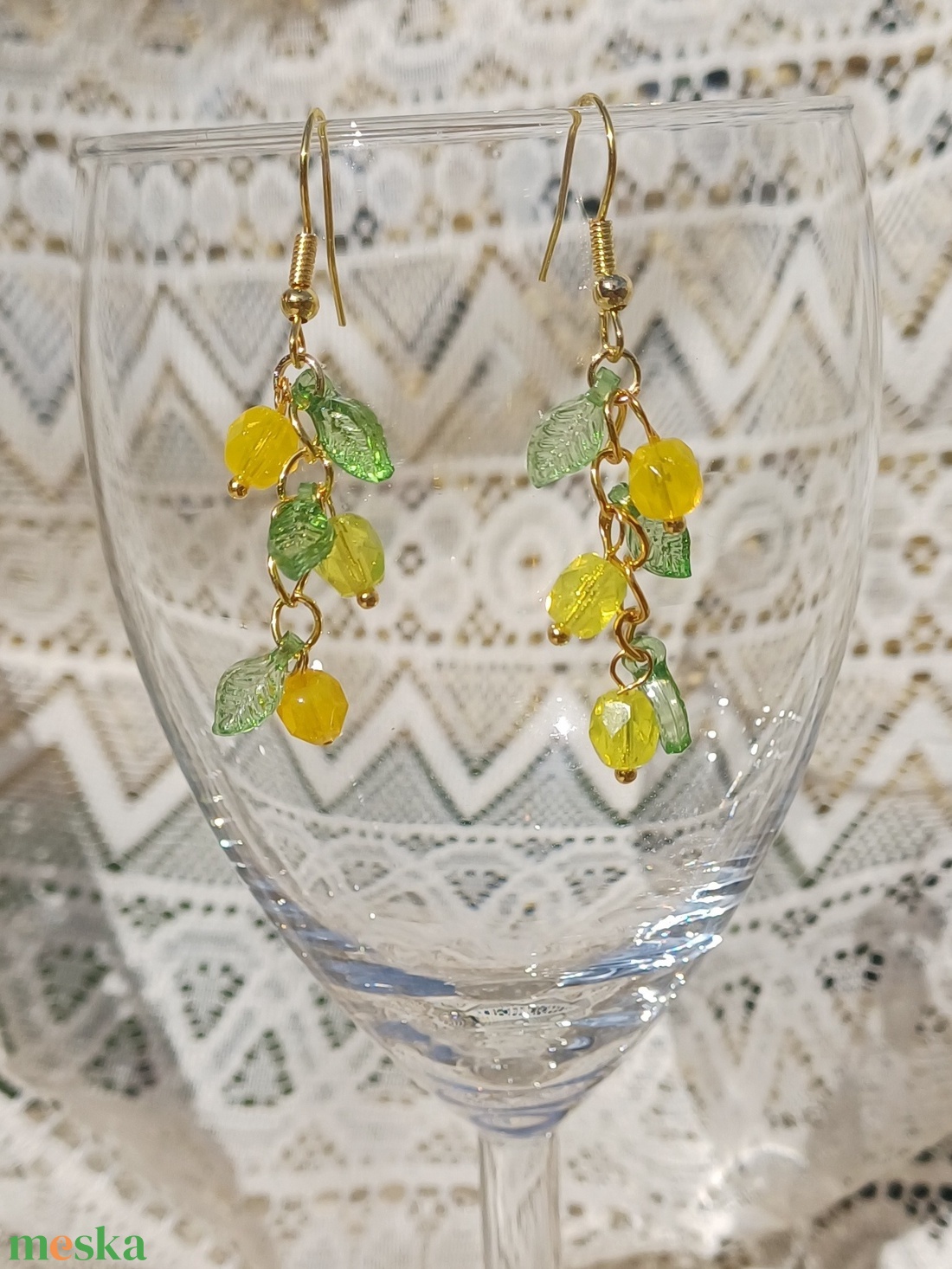 Citromos limonádé fülbevaló  - ékszer - fülbevaló - lógó fülbevaló - Meska.hu