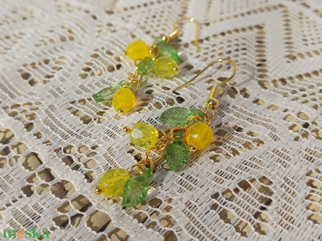 Citromos limonádé fülbevaló  - ékszer - fülbevaló - lógó fülbevaló - Meska.hu