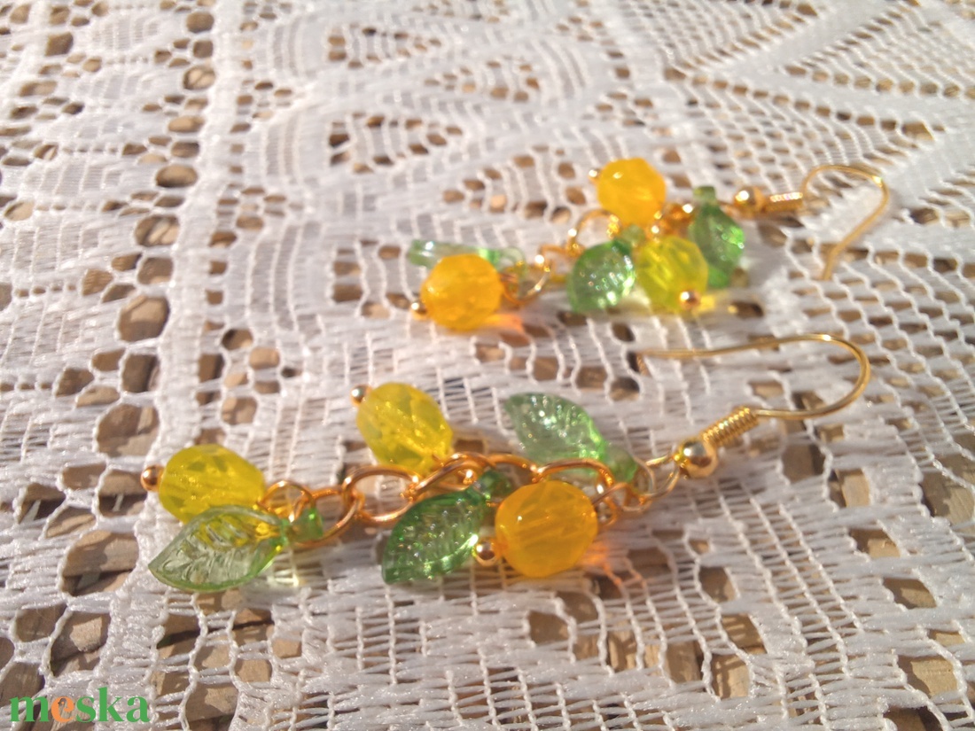 Citromos limonádé fülbevaló  - ékszer - fülbevaló - lógó fülbevaló - Meska.hu