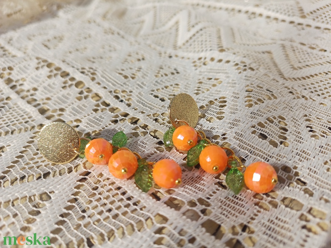 Narancs füzér fülbevaló  - ékszer - fülbevaló - lógó fülbevaló - Meska.hu