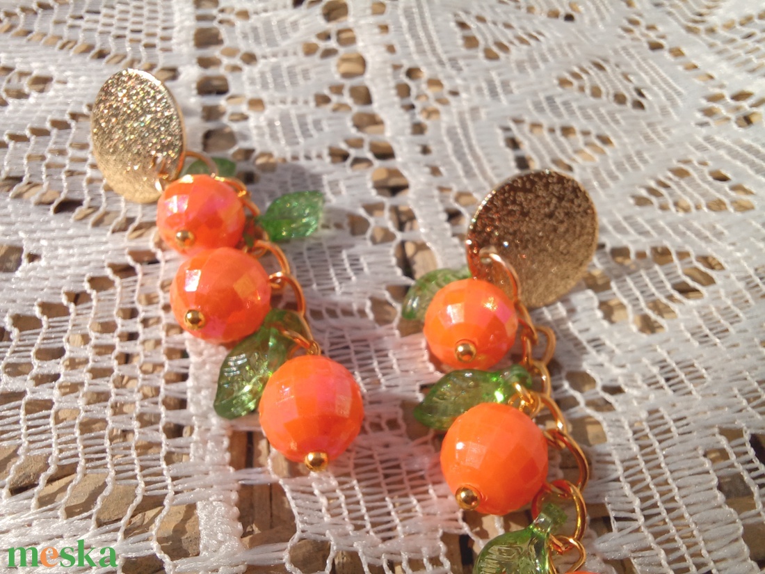 Narancs füzér fülbevaló  - ékszer - fülbevaló - lógó fülbevaló - Meska.hu