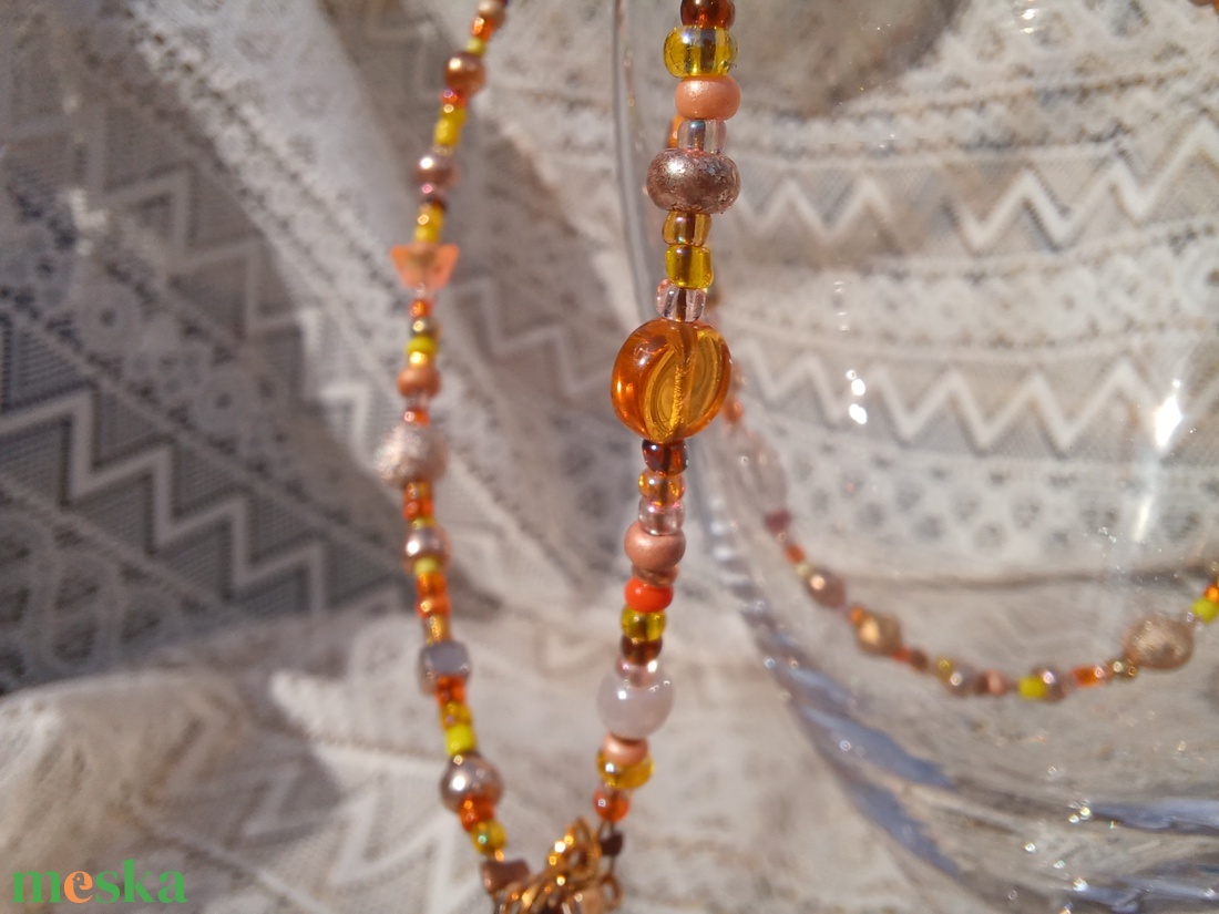 Arany-sárga gyöngyös nyaklánc - ékszer - nyaklánc - gyöngyös nyaklánc - Meska.hu