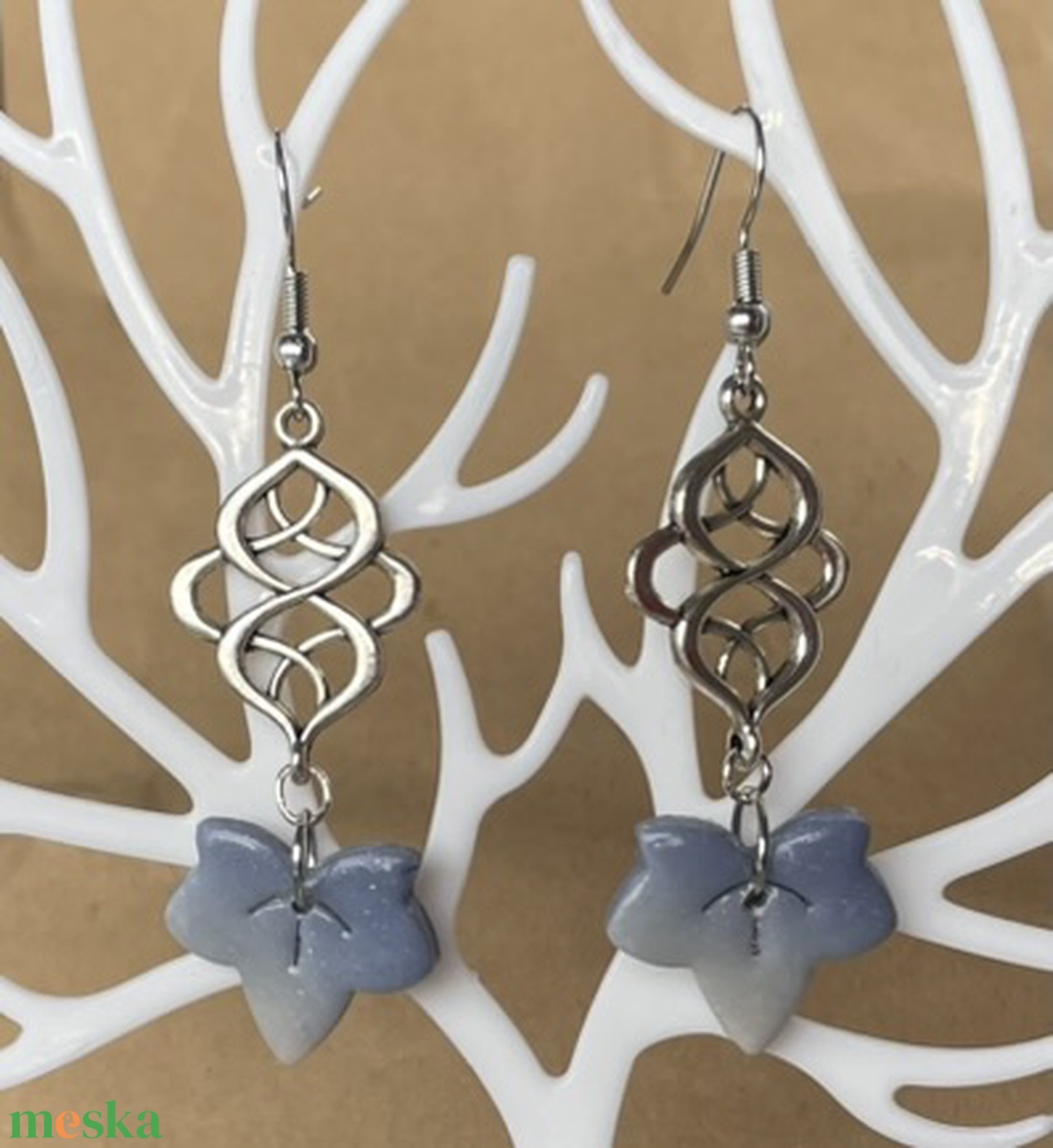 Leveles csomómintás fülbevaló - ékszer - fülbevaló - lógó fülbevaló - Meska.hu