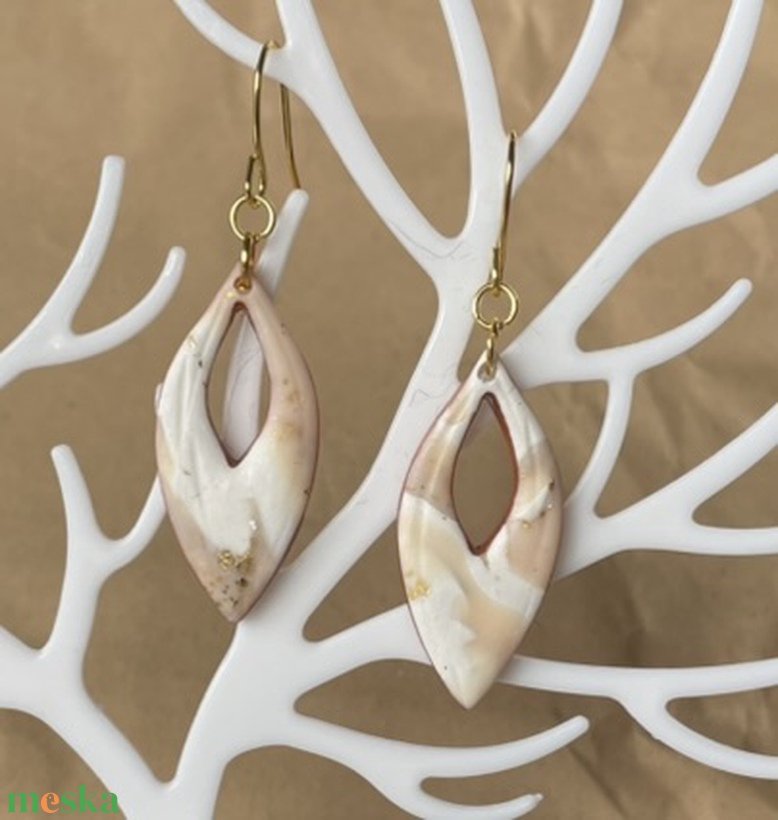 Márványos csepp - ékszer - fülbevaló - lógó fülbevaló - Meska.hu