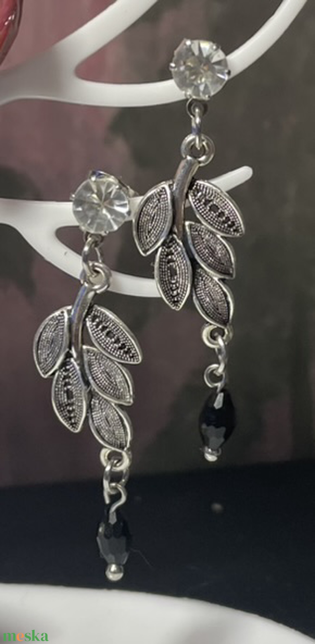 Fekete gyöngy - ékszer - fülbevaló - lógó fülbevaló - Meska.hu