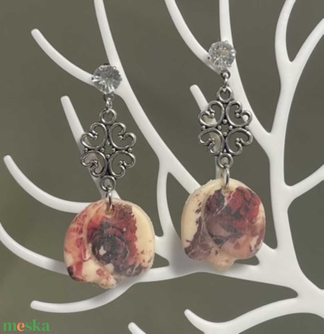 Vintage virág - ékszer - fülbevaló - lógó fülbevaló - Meska.hu