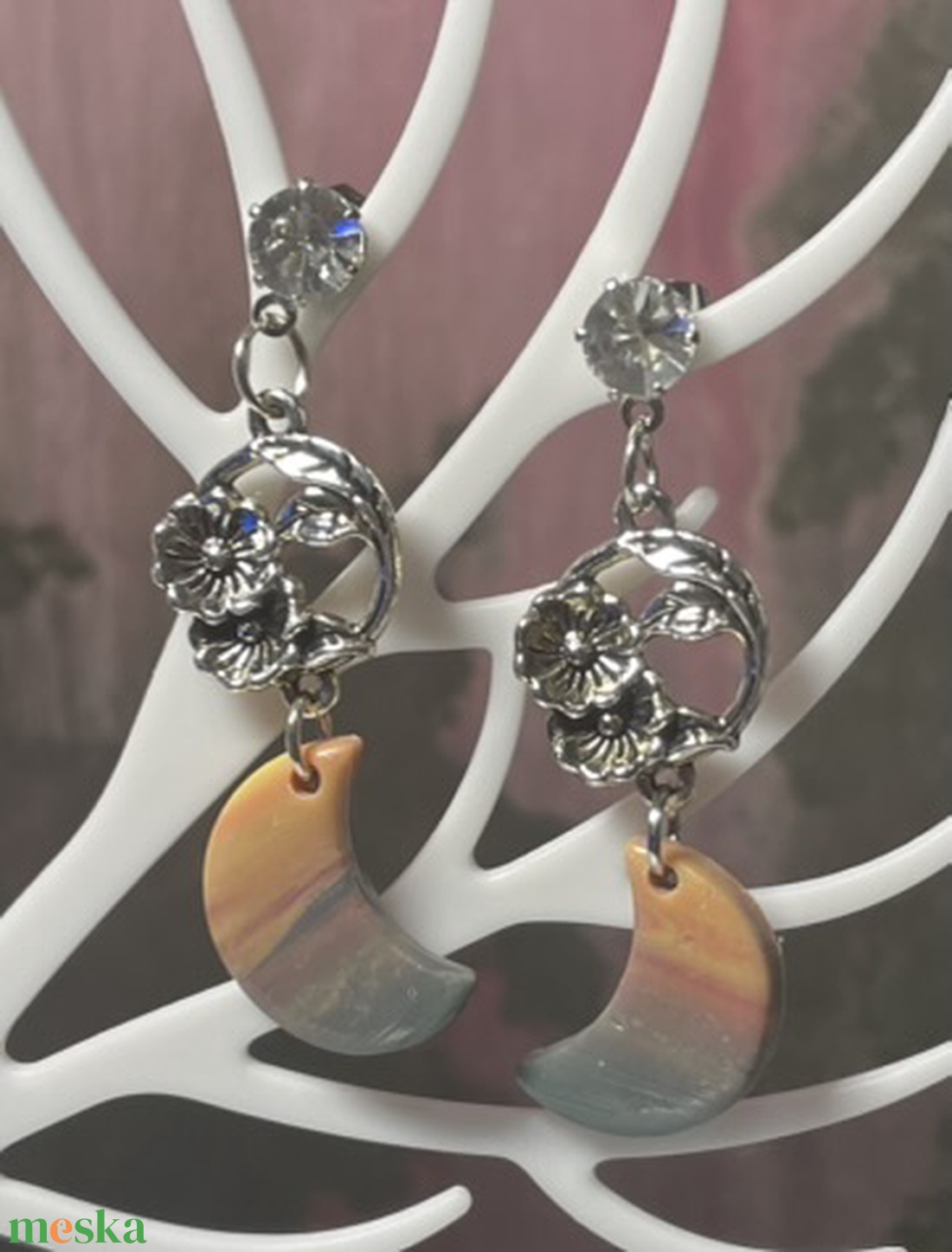 Tündérhold - ékszer - fülbevaló - lógó fülbevaló - Meska.hu