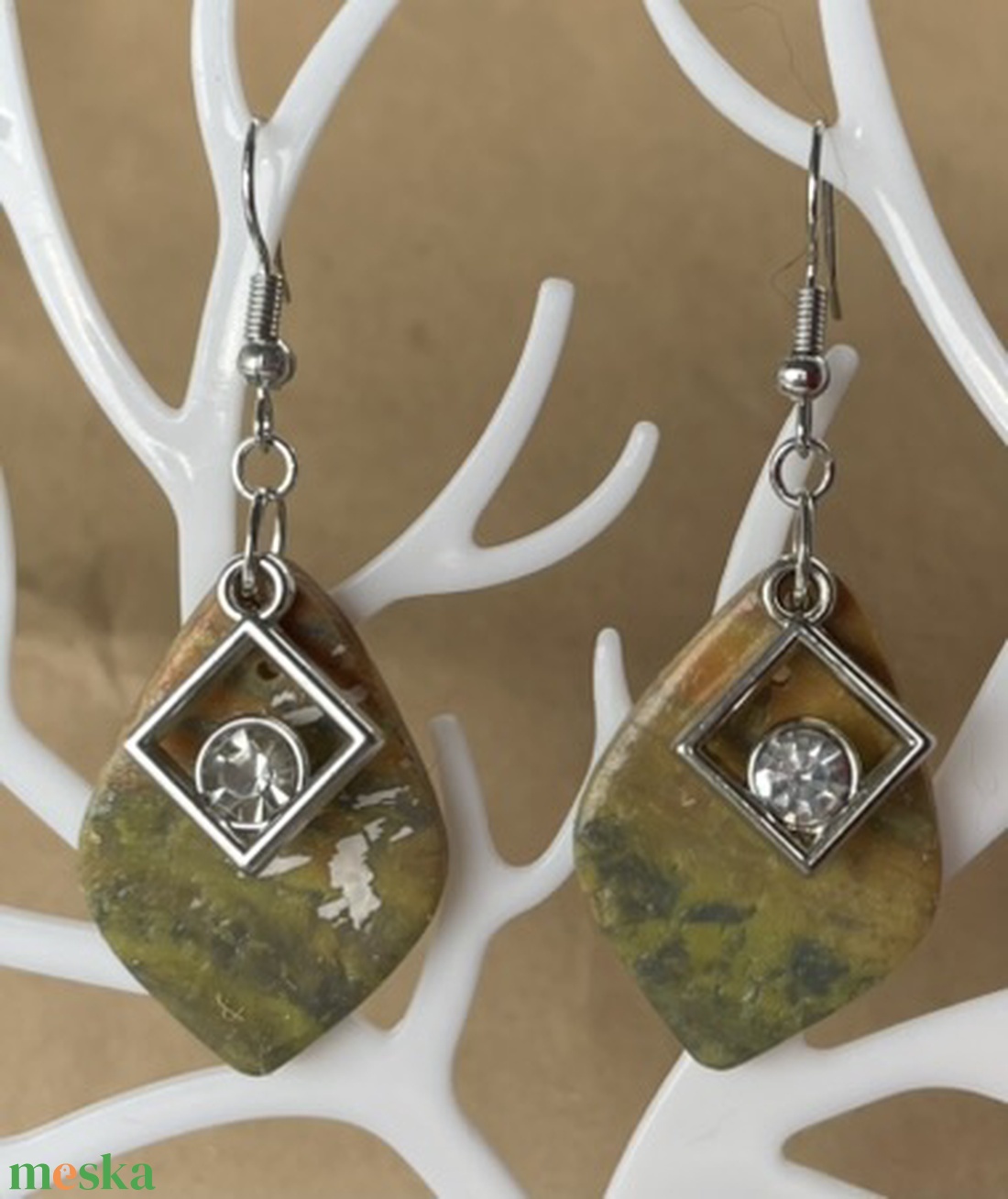 Charmos moha-márvány - ékszer - fülbevaló - lógó fülbevaló - Meska.hu
