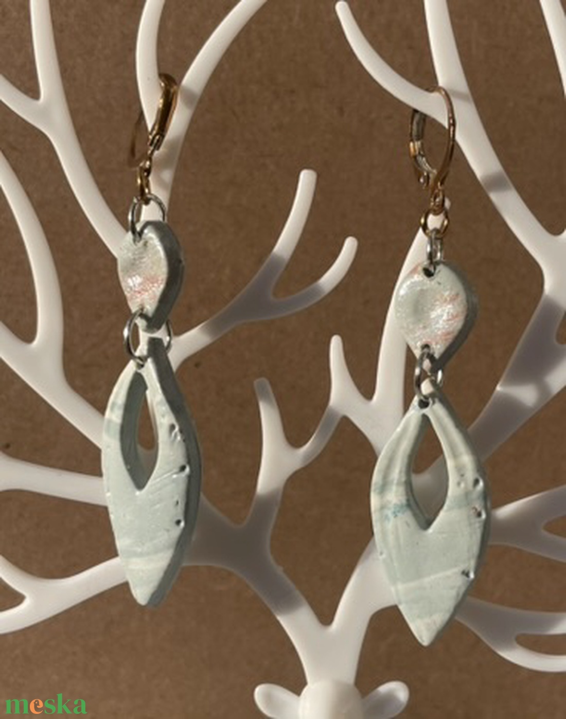 Kékesszürke csepp - ékszer - fülbevaló - lógó fülbevaló - Meska.hu