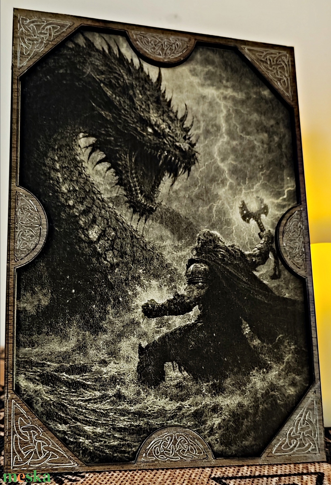 Thor harca a világkígyóval - kellékek & szerszámok - hobby fa alapanyag - képkeret - Meska.hu