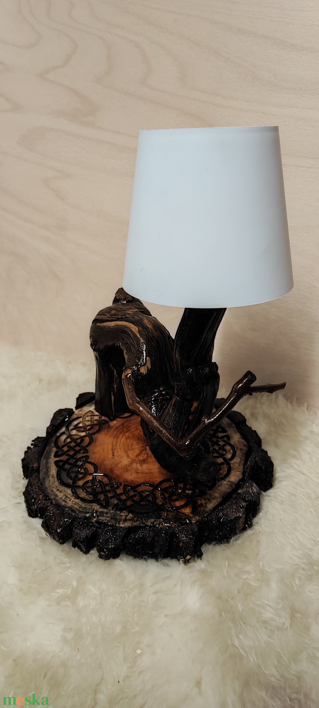  Egyedi kézműves fa éjjeli lámpa � kelta csomó gravírozással, 3 fény színnel - otthon & életmód - lámpa - hangulatlámpa - Meska.hu