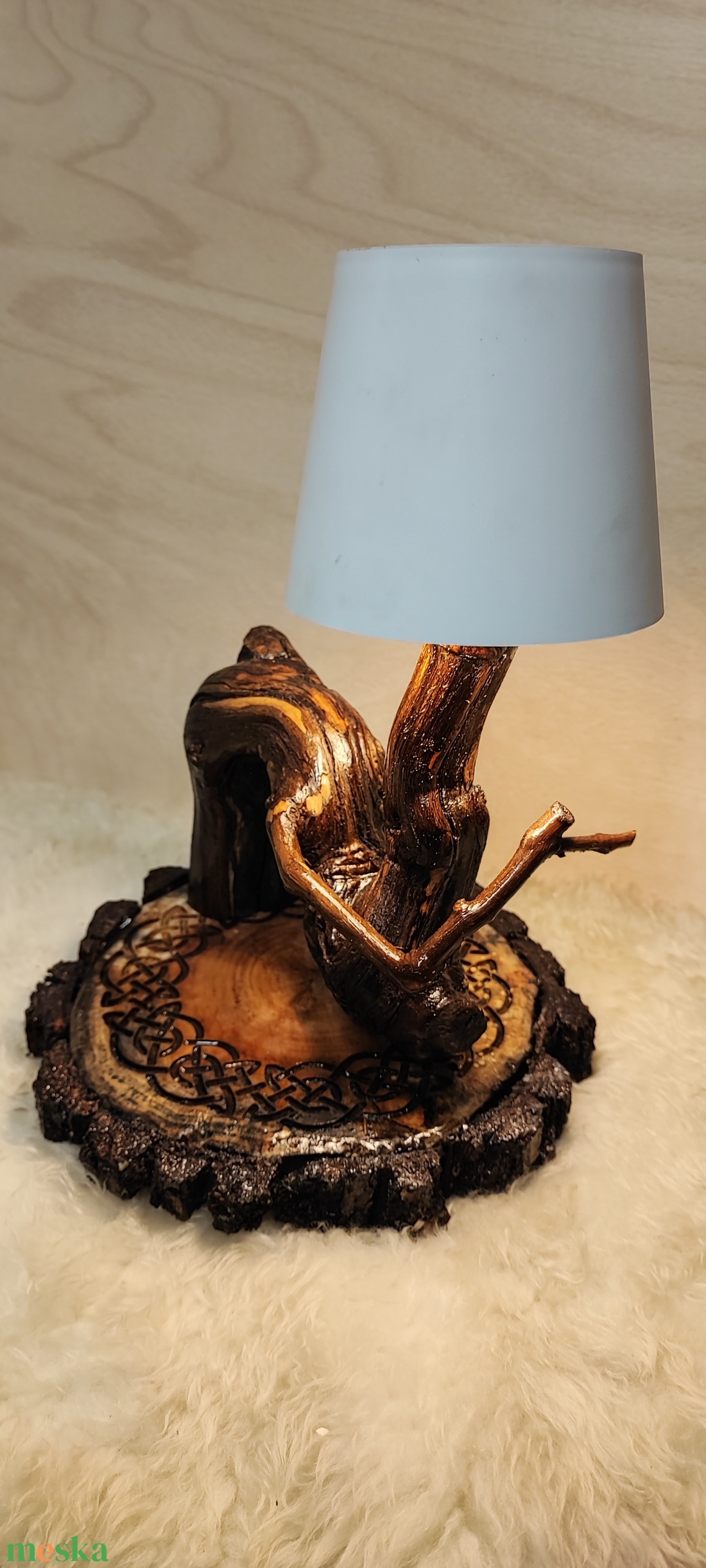  Egyedi kézműves fa éjjeli lámpa � kelta csomó gravírozással, 3 fény színnel - otthon & életmód - lámpa - hangulatlámpa - Meska.hu