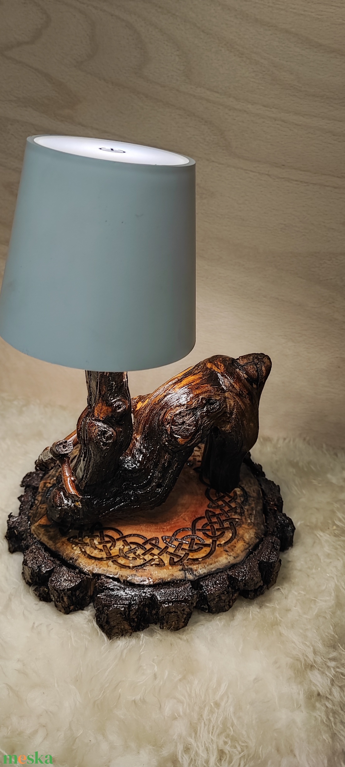  Egyedi kézműves fa éjjeli lámpa � kelta csomó gravírozással, 3 fény színnel - otthon & életmód - lámpa - hangulatlámpa - Meska.hu