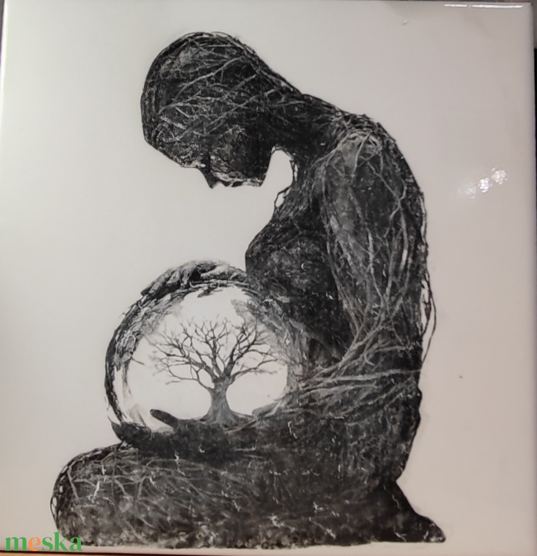 Cím: Élet az életben � gravírozott csempe falikép - otthon & életmód - virágdekoráció - virágdíszek - asztali virágdísz - Meska.hu