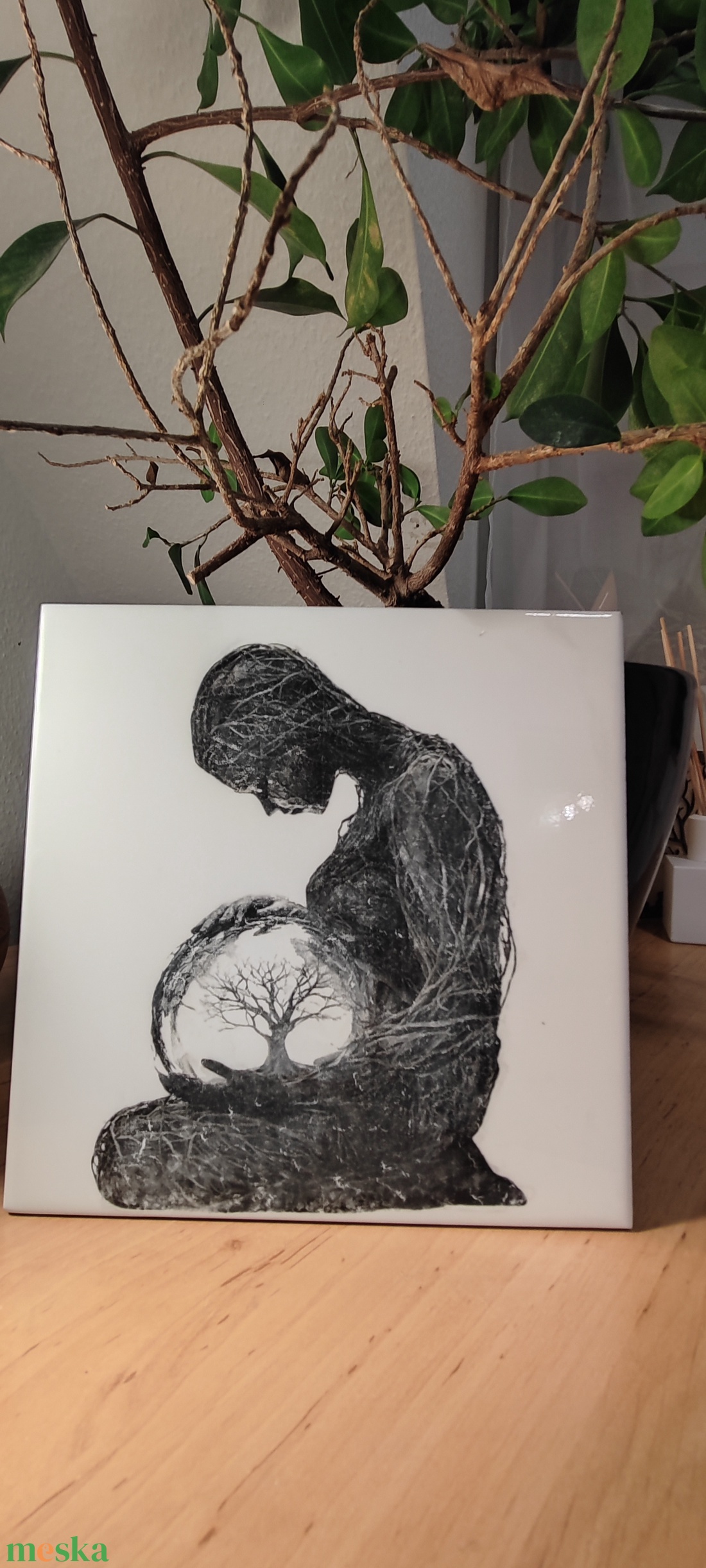 Cím: Élet az életben � gravírozott csempe falikép - otthon & életmód - virágdekoráció - virágdíszek - asztali virágdísz - Meska.hu