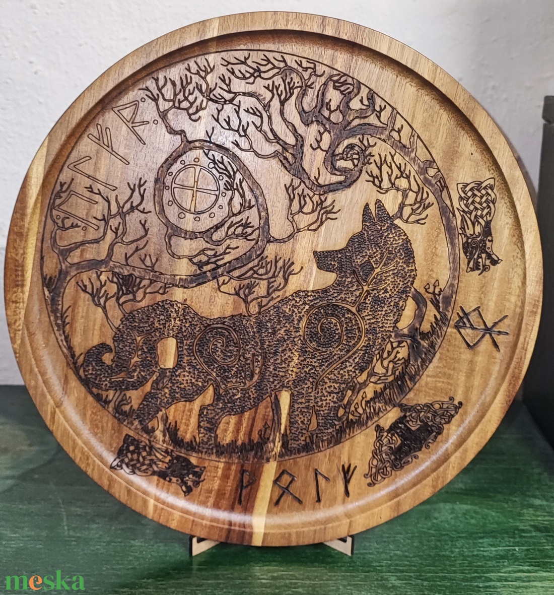 Skandináv Farkas és Életfa � Kézzel égetett Fa Falidísz - otthon & életmód - bútor - asztal - Meska.hu