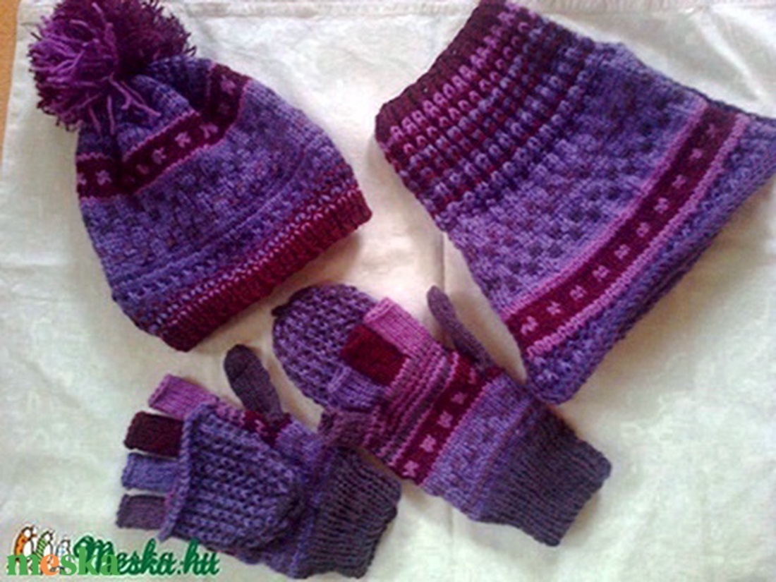 Lila káprázat - ruha & divat - sál, sapka, kendő - sapka & sál szett - Meska.hu