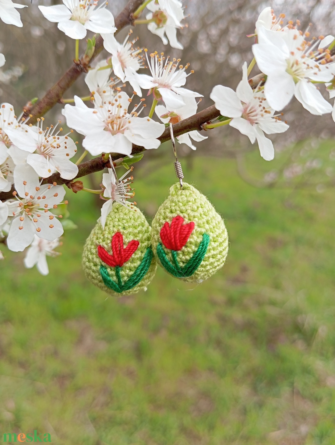 Tulipános Húsvéti fülbevaló - ékszer - fülbevaló - lógó csepp fülbevaló - Meska.hu Tulipános Húsvéti fülbevaló - ékszer - fülbevaló - lógó csepp fülbevaló - Meska.hu