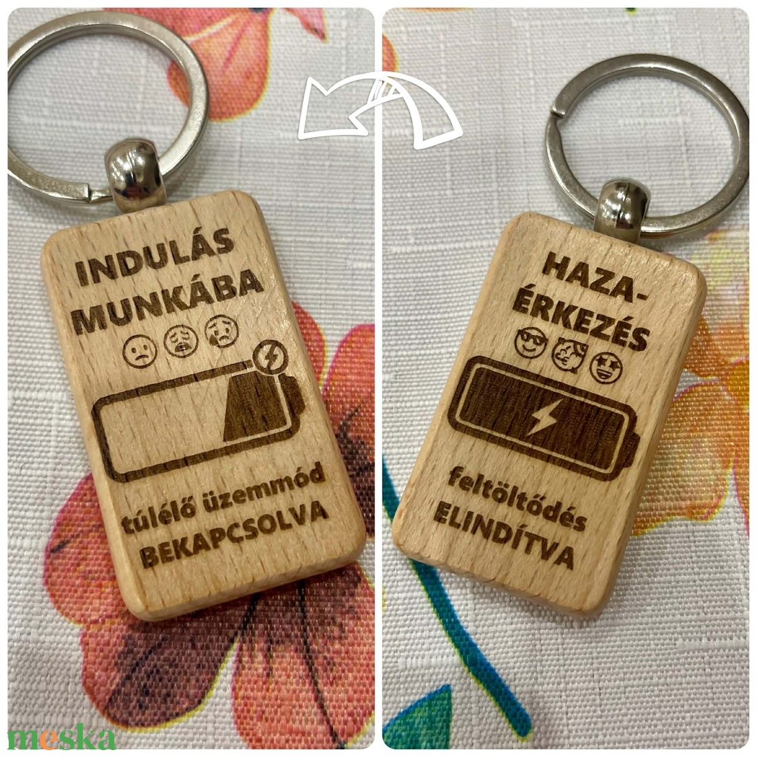 Indulás munkába / Hazaérkezés � kétoldalas humoros fa kulcstartó - táska & tok - kulcstartó & táskadísz - kulcstartó - Meska.hu