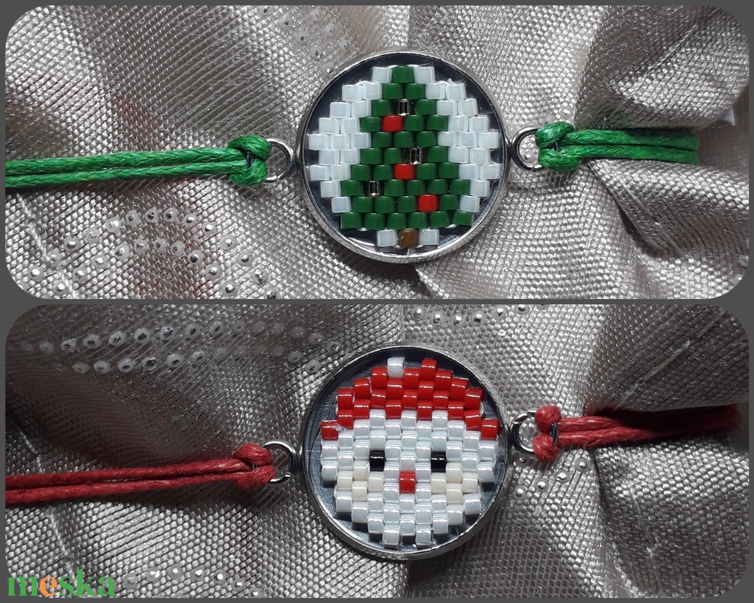 Karácsonyi kis karkötők - ékszer - karkötő - karkötő medállal - Meska.hu