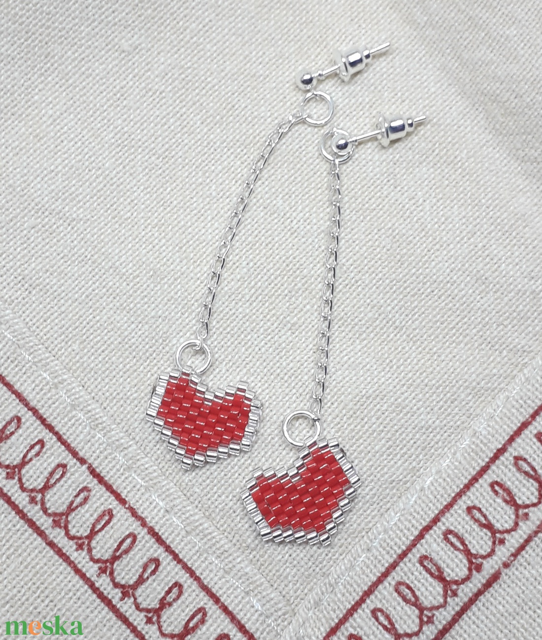 Valentin Szivecske fülbevaló - ékszer - fülbevaló - lógó fülbevaló - Meska.hu