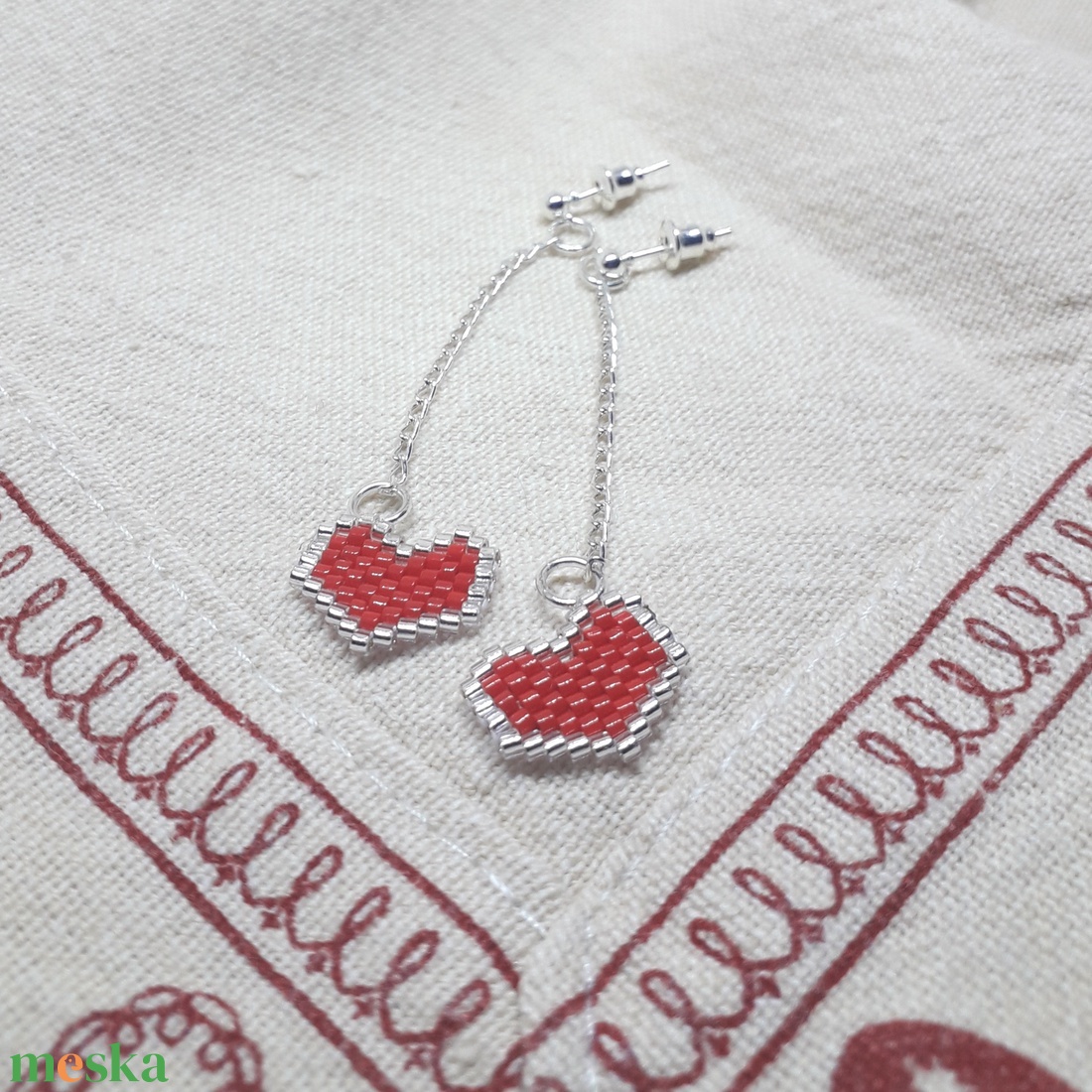 Valentin Szivecske fülbevaló - ékszer - fülbevaló - lógó fülbevaló - Meska.hu