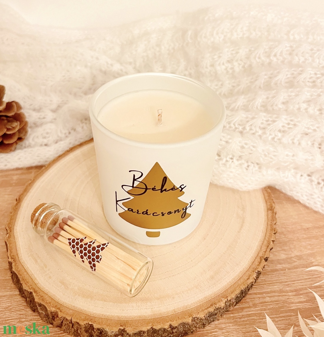 Békés Karácsonyt � illatgyertya, gyufás üvegcsével - otthon & életmód - gyertya, illat, aroma - gyertya - Meska.hu
