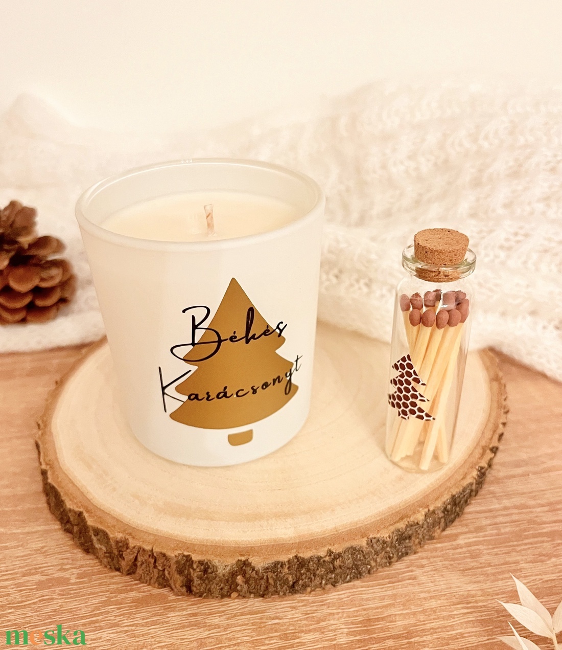 Békés Karácsonyt � illatgyertya, gyufás üvegcsével - otthon & életmód - gyertya, illat, aroma - gyertya - Meska.hu