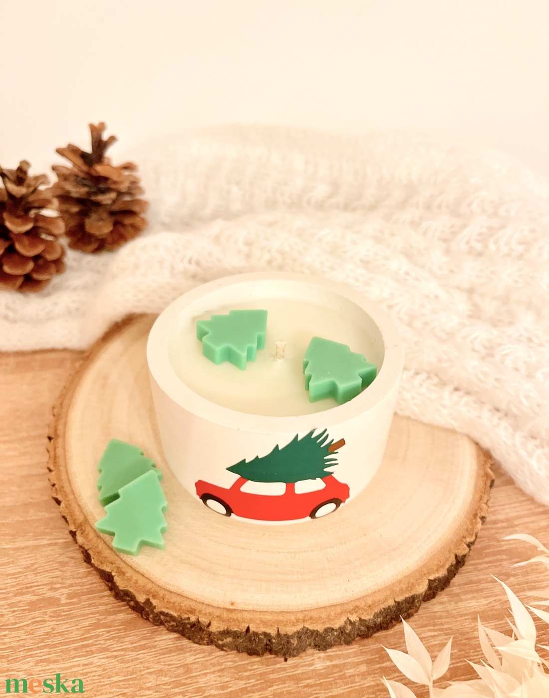 Karácsonyi autós szójaviasz gyertya  Forró almás pite illattal (100g) - otthon & életmód - gyertya, illat, aroma - gyertya - Meska.hu