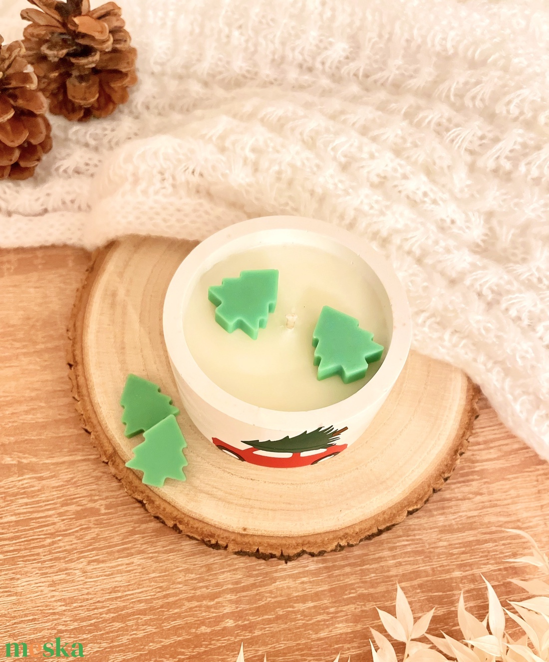 Karácsonyi autós szójaviasz gyertya  Forró almás pite illattal (100g) - otthon & életmód - gyertya, illat, aroma - gyertya - Meska.hu