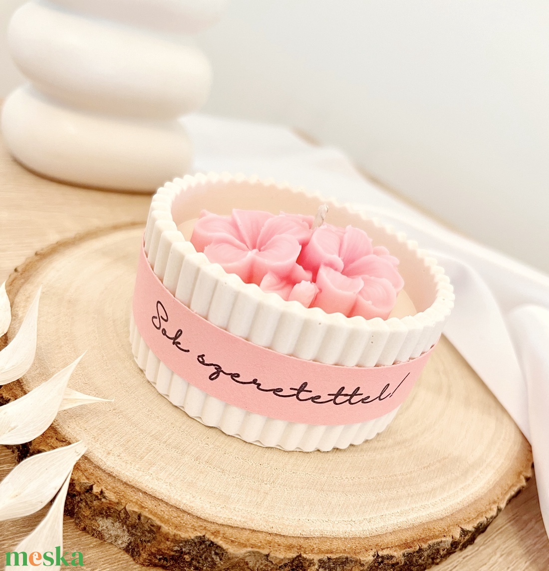 Cseresznyevirág díszítésű illatgyertya - otthon & életmód - gyertya, illat, aroma - gyertya - Meska.hu