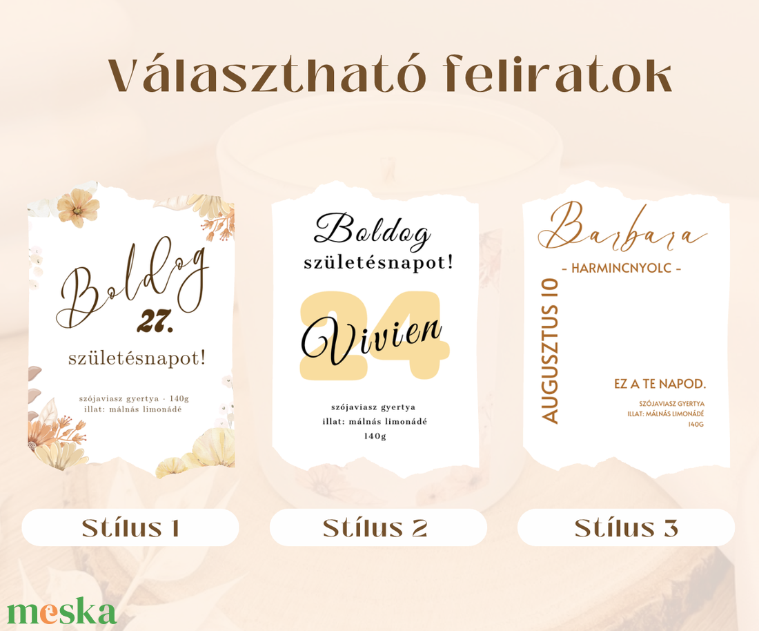 Születésnapi szójaviasz gyertya - otthon & életmód - gyertya, illat, aroma - gyertya - Meska.hu