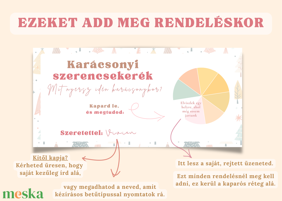 Karácsonyi kaparós üdvözlőkártya - Szerencsekerekes - karácsony - karácsonyi ajándékozás - karácsonyi képeslap, üdvözlőlap, ajándékkísérő - Meska.hu