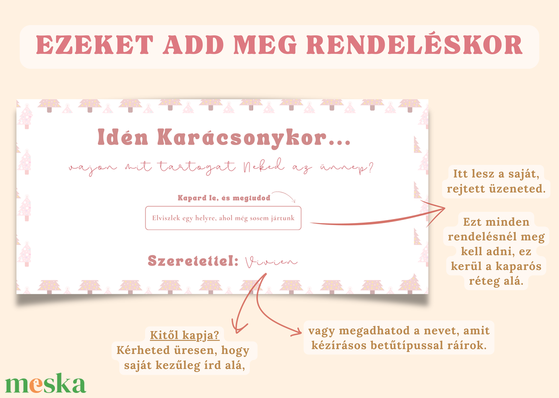 Karácsonyi kaparós üdvözlőkártya - Meglepetés - karácsony - karácsonyi ajándékozás - karácsonyi képeslap, üdvözlőlap, ajándékkísérő - Meska.hu