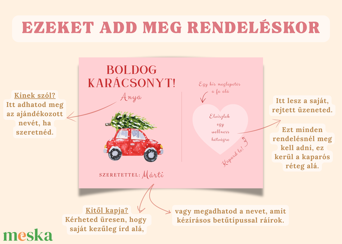 Karácsonyi kaparós üdvözlőkártya - Autós - karácsony - karácsonyi ajándékozás - karácsonyi képeslap, üdvözlőlap, ajándékkísérő - Meska.hu