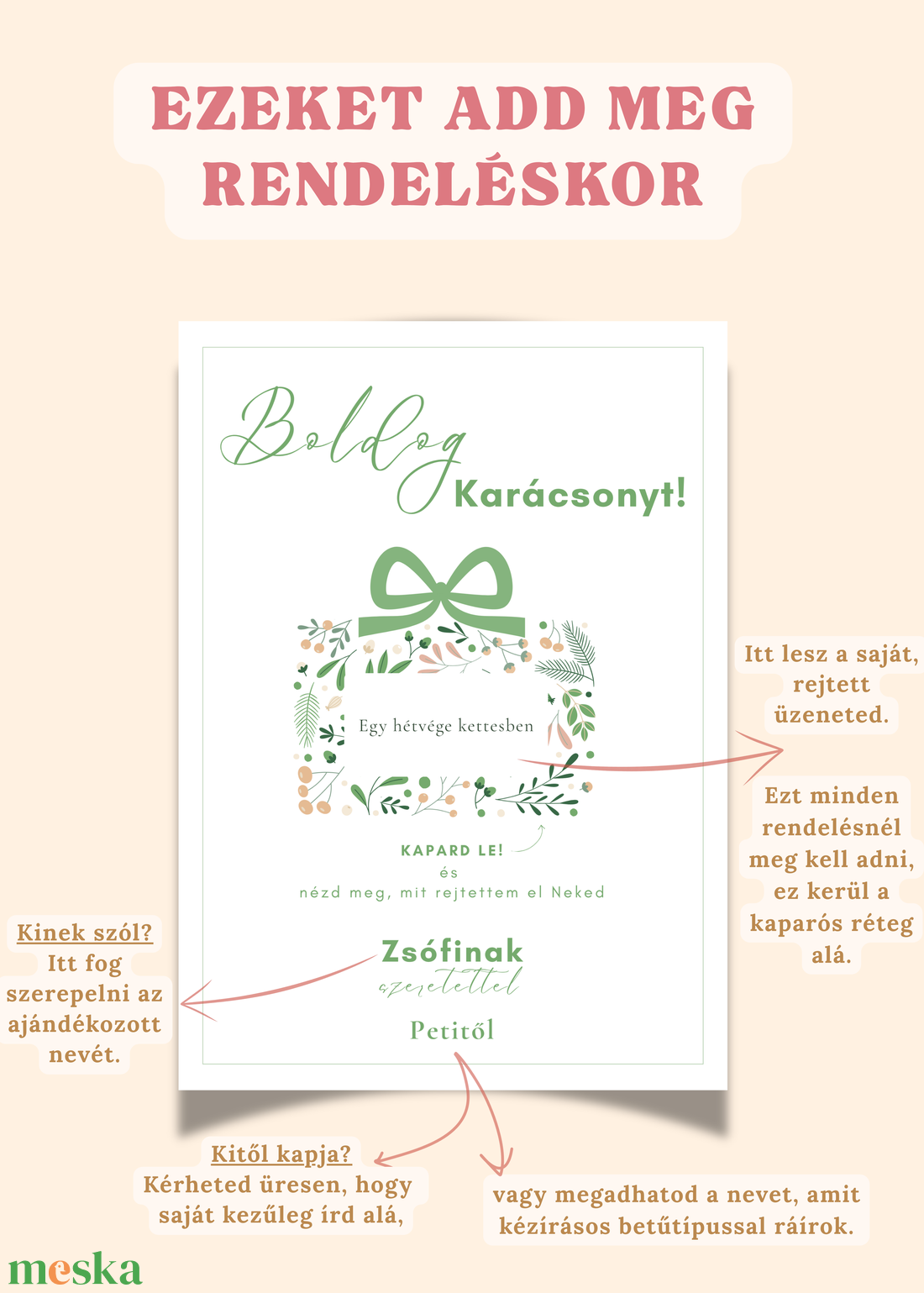 Karácsonyi kaparós üdvözlőkártya - Minimalista #3 - karácsony - karácsonyi ajándékozás - karácsonyi képeslap, üdvözlőlap, ajándékkísérő - Meska.hu