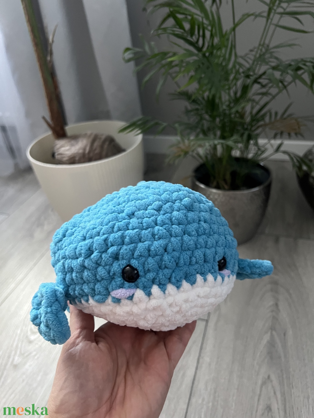 Új Egyedi 1db Kék/fehér horgolt zsenília blna - játék & sport - plüssállat & játékfigura - más figura - Meska.hu