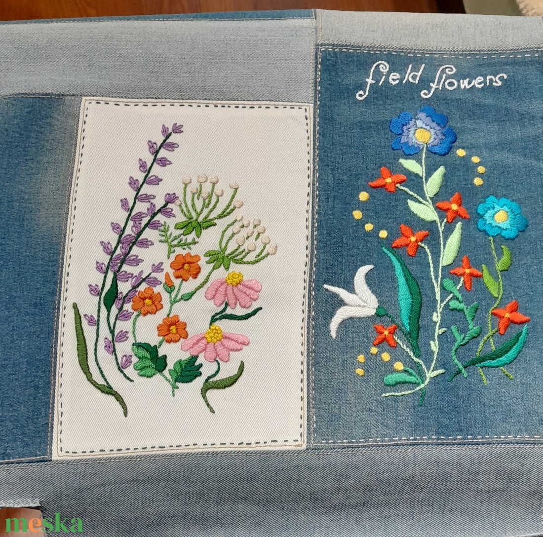 Farmertáska mezei virágos - táska & tok - kézitáska & válltáska - alkalmi táska - Meska.hu