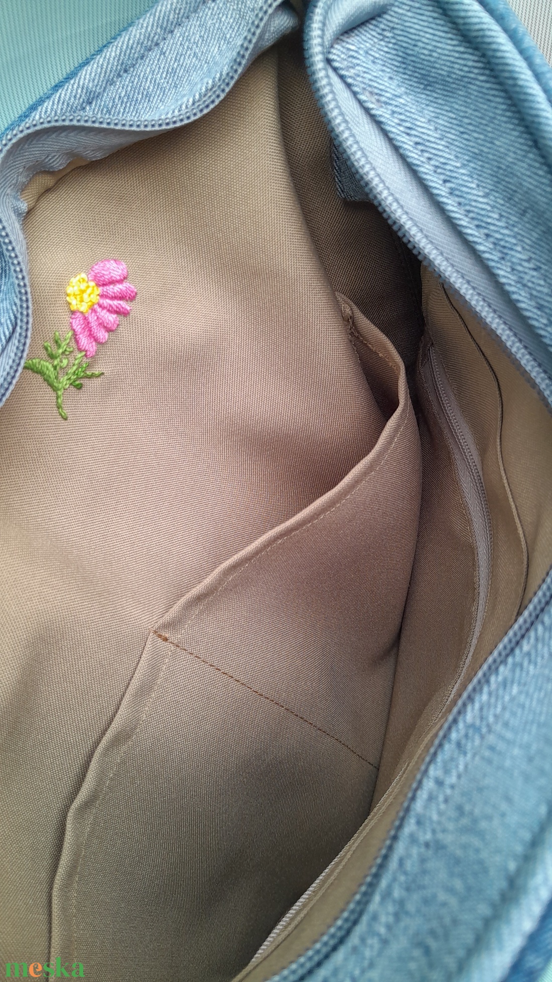 Farmertáska mezei virágos - táska & tok - kézitáska & válltáska - alkalmi táska - Meska.hu