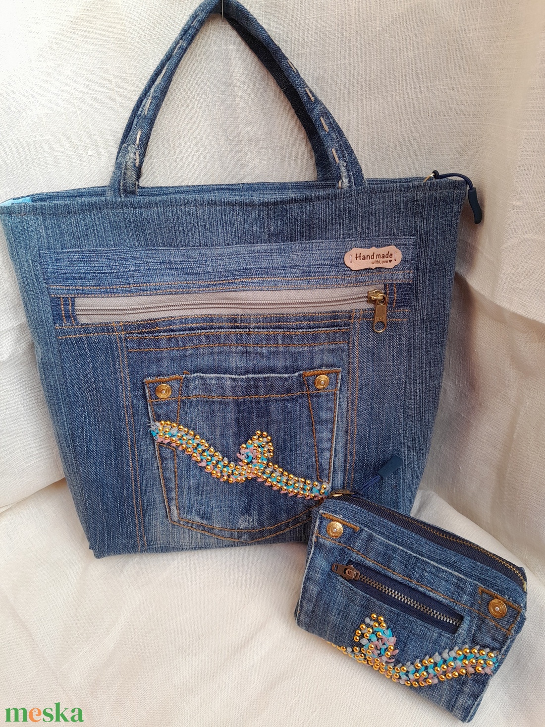 Farmertáska neszeszerrel - táska & tok - kézitáska & válltáska - kézitáska - Meska.hu