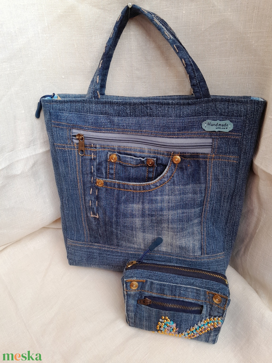 Farmertáska neszeszerrel - táska & tok - kézitáska & válltáska - kézitáska - Meska.hu