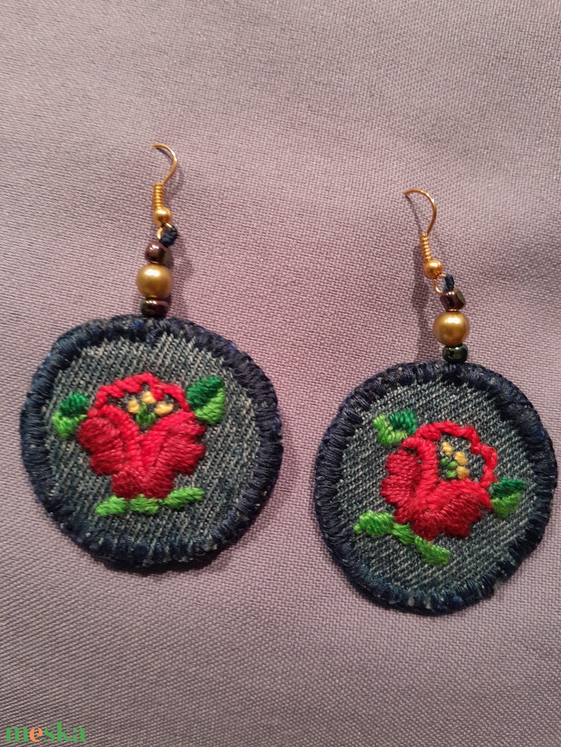 Fülbevaló kalocsai - ékszer - fülbevaló - lógó fülbevaló - Meska.hu