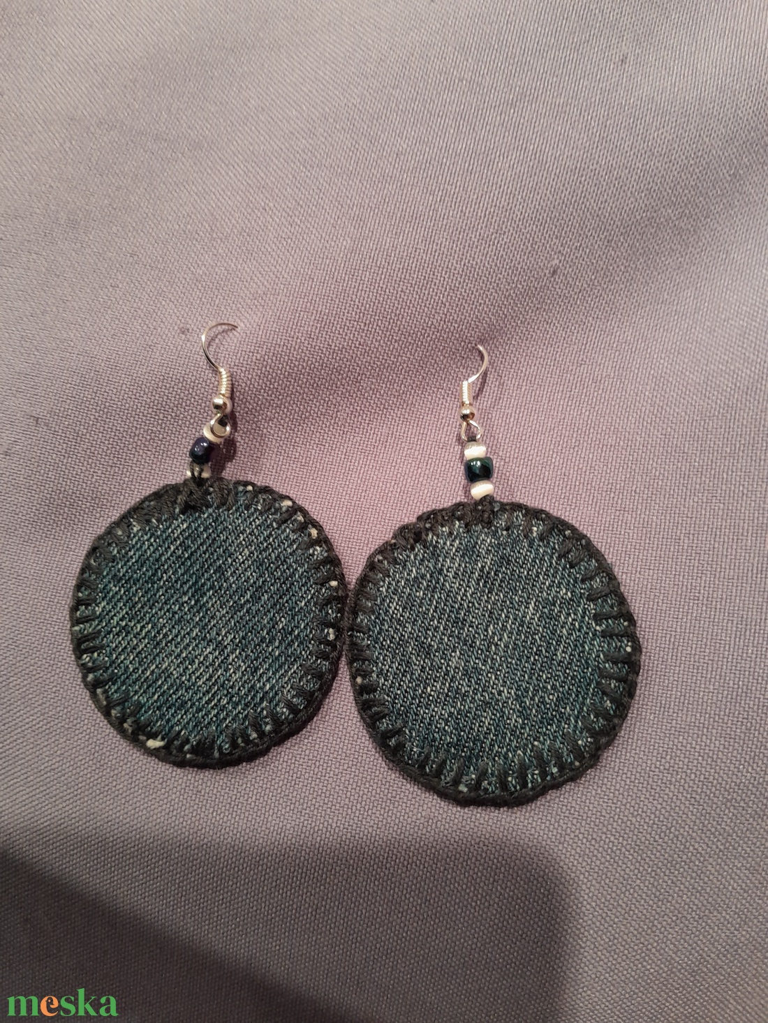 Fülbevaló kék kalocsai - ékszer - fülbevaló - lógó fülbevaló - Meska.hu