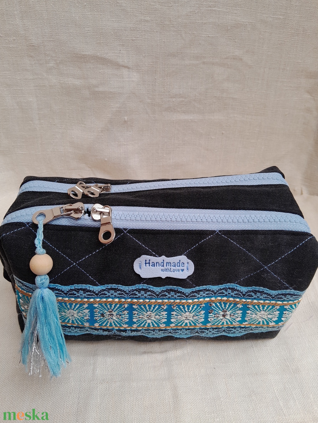 Neszeszer két fakkos világoskék - táska & tok - neszesszer - Meska.hu