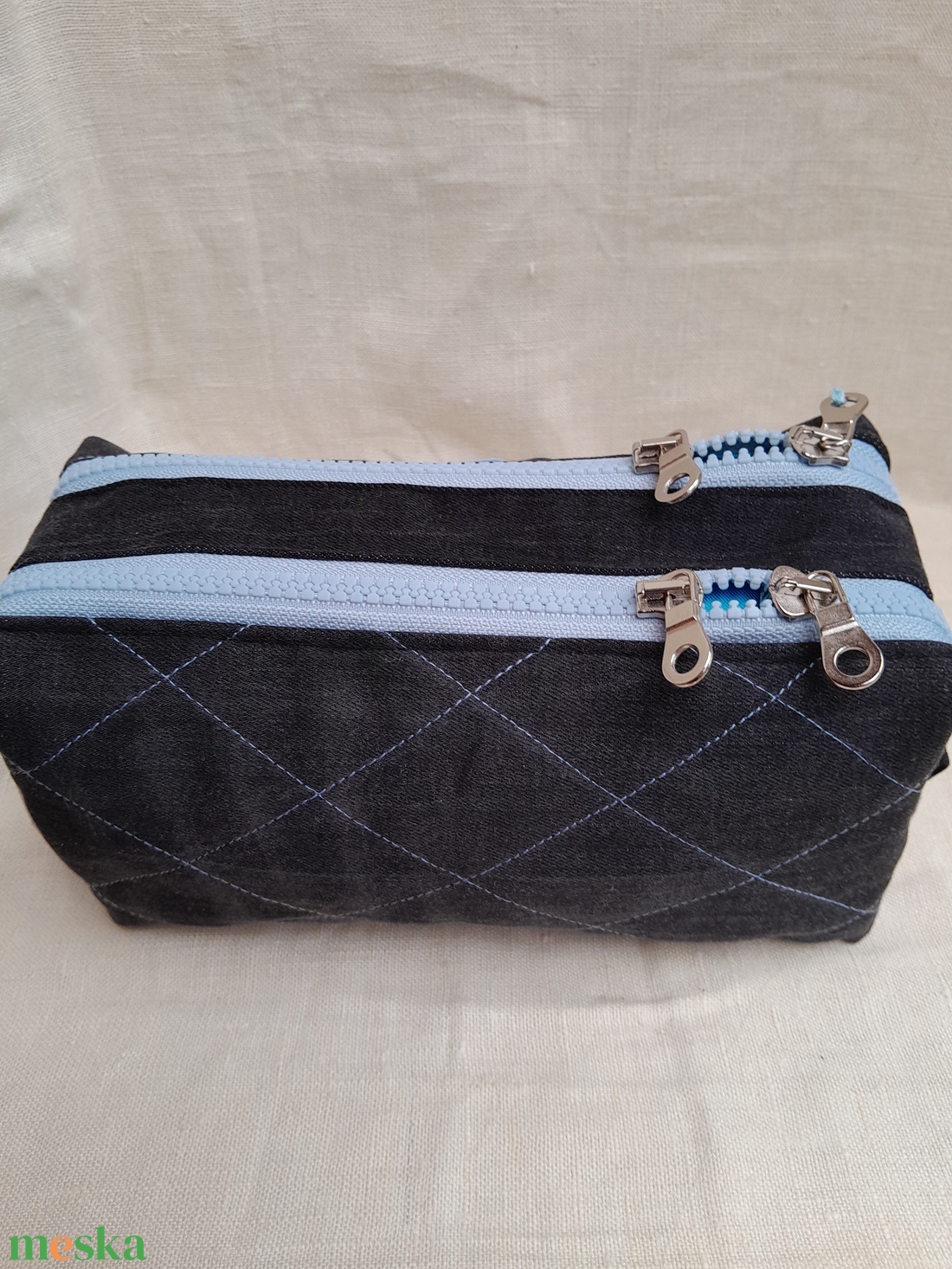 Neszeszer két fakkos világoskék - táska & tok - neszesszer - Meska.hu