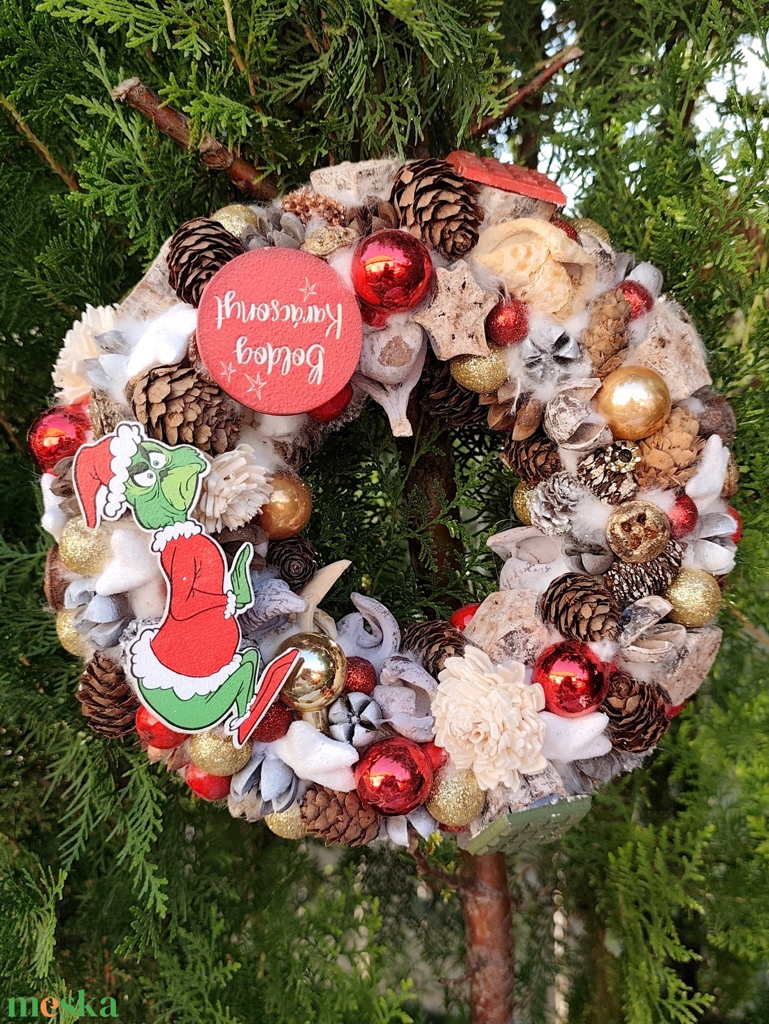 Karácsonyi ajtódísz grincs - karácsony - adventi díszek - adventi ajtódísz - Meska.hu