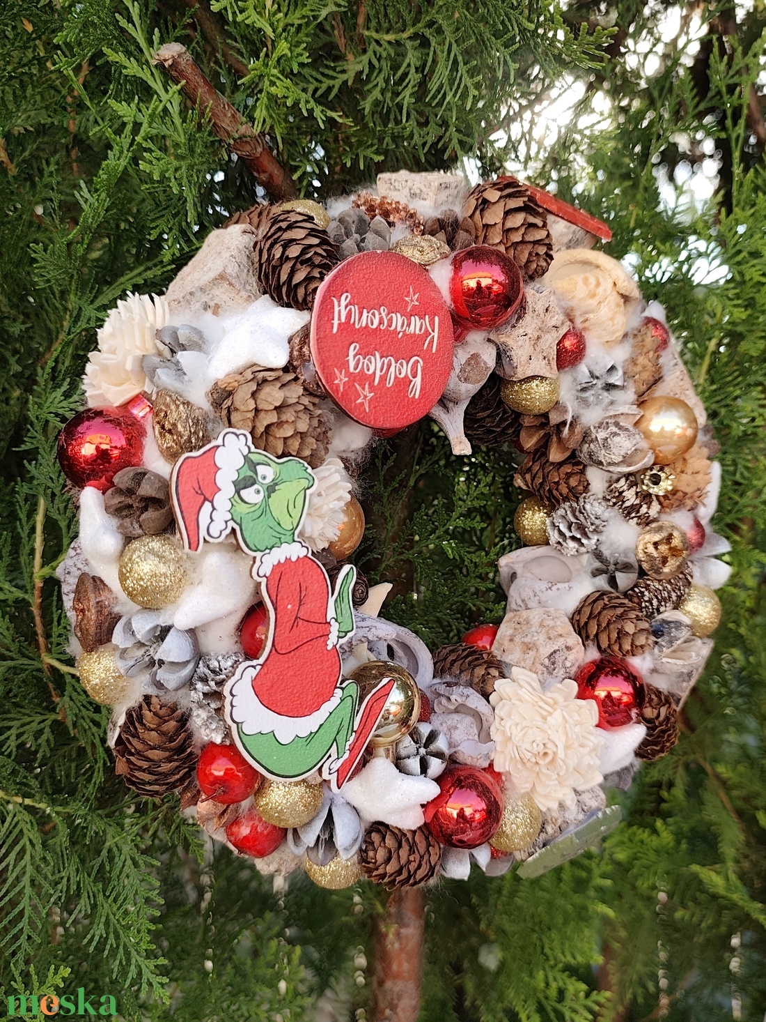 Karácsonyi ajtódísz grincs - karácsony - adventi díszek - adventi ajtódísz - Meska.hu