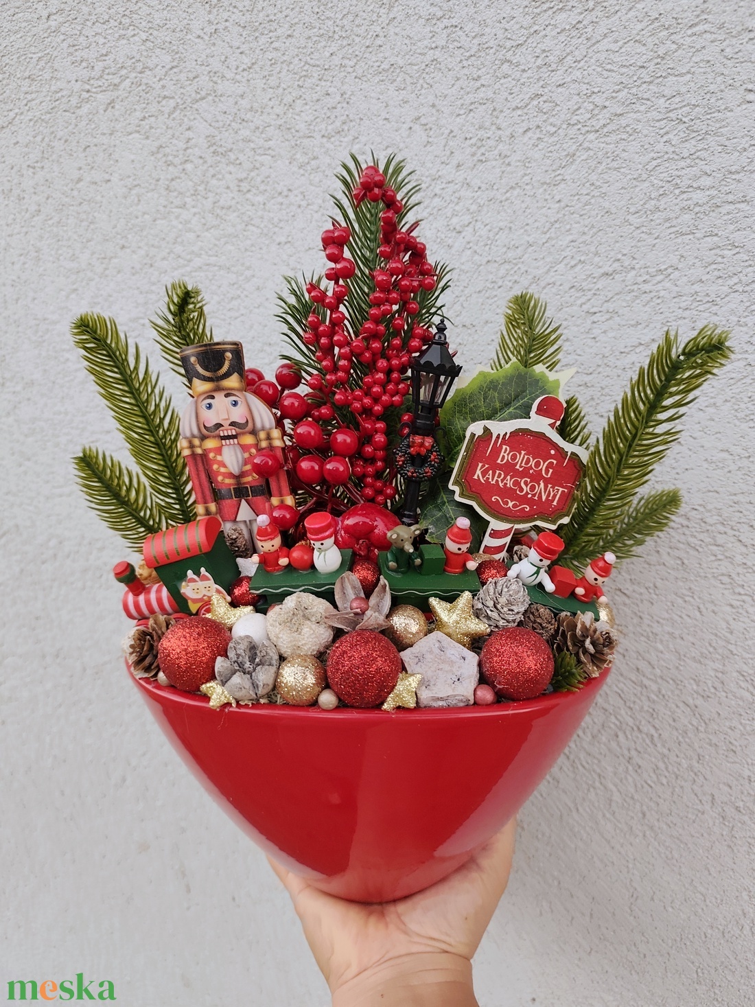 Karácsonyi asztaldísz fa vonatos - karácsony - adventi díszek - adventi asztaldísz - Meska.hu
